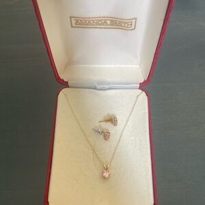 Amanda Smith Pink Heart Necklace and Earrings